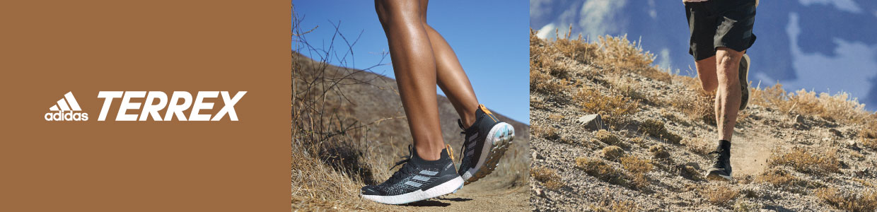 adidas Terrex Schuhe Mann und Frau auf Berg offroad