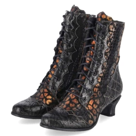 Schnürrstiefeletten - Schwarz/Gold