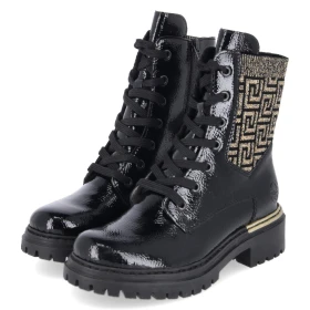 Schnürboots - schwarz kombi