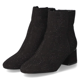 Ankle Boots - Black micro/ stones