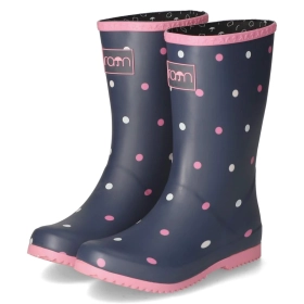 Gummistiefel DOTS - Navy white Pink