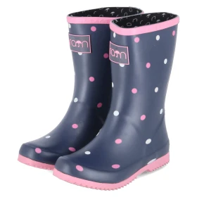 Gummistiefel DOTS - Navy white Pink