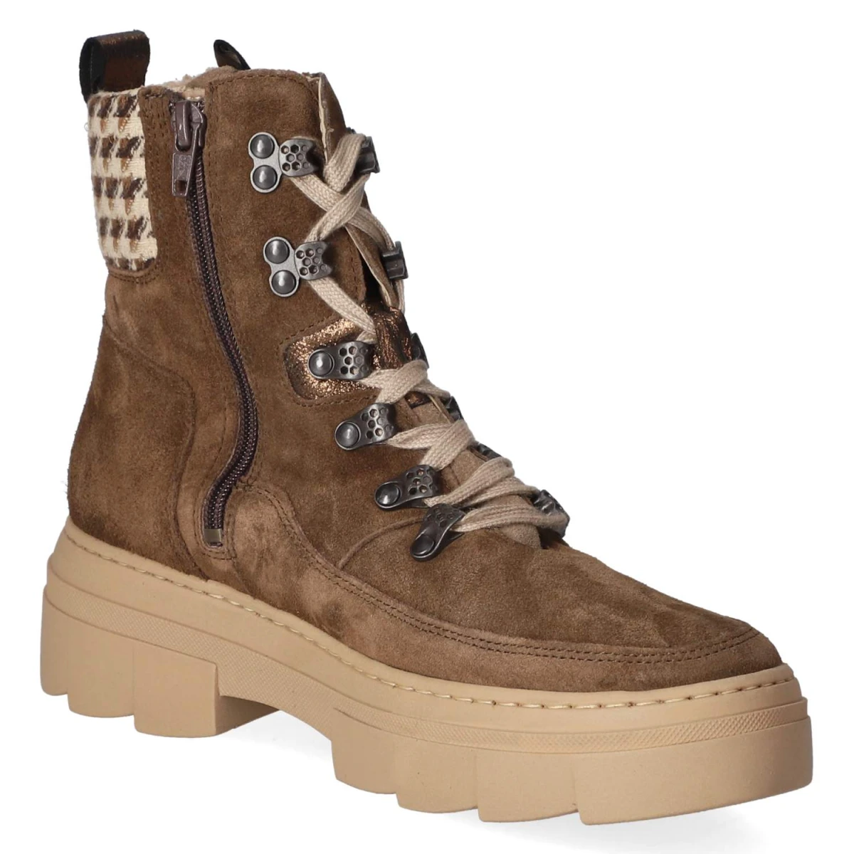 Schnürstiefeletten Saiga - WOOD MOTTA BEIGE