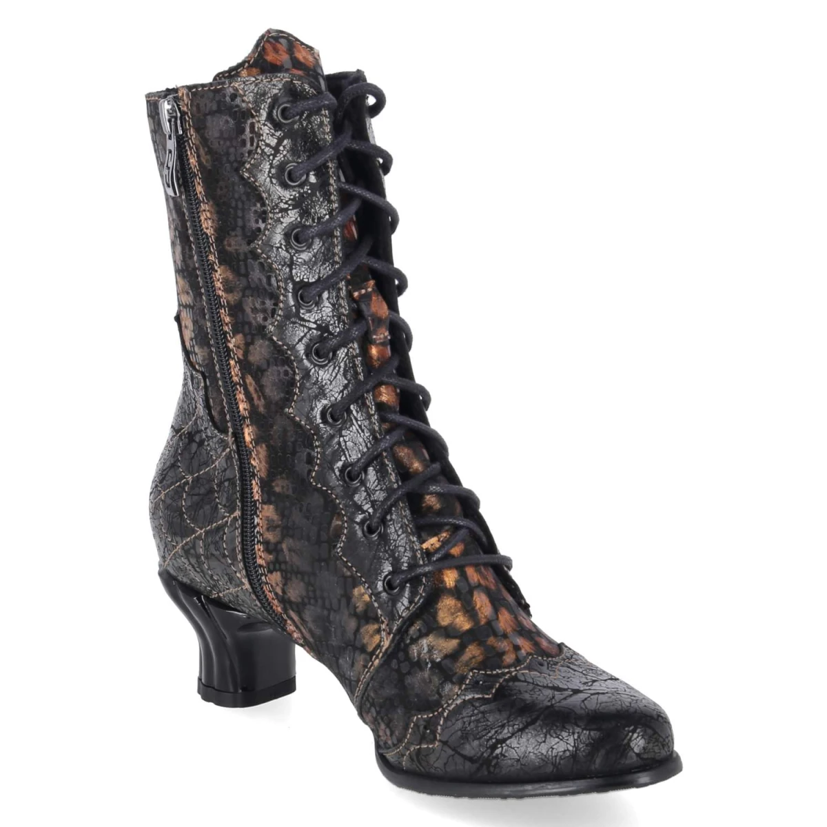Schnürrstiefeletten - Schwarz/Gold