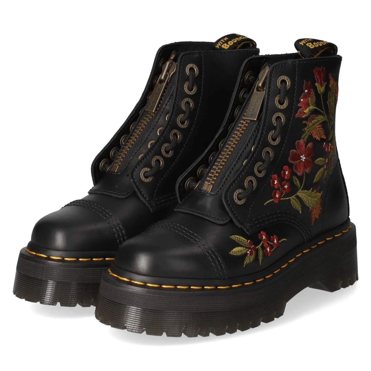 Schnürboots SINCL.FLORAL - black