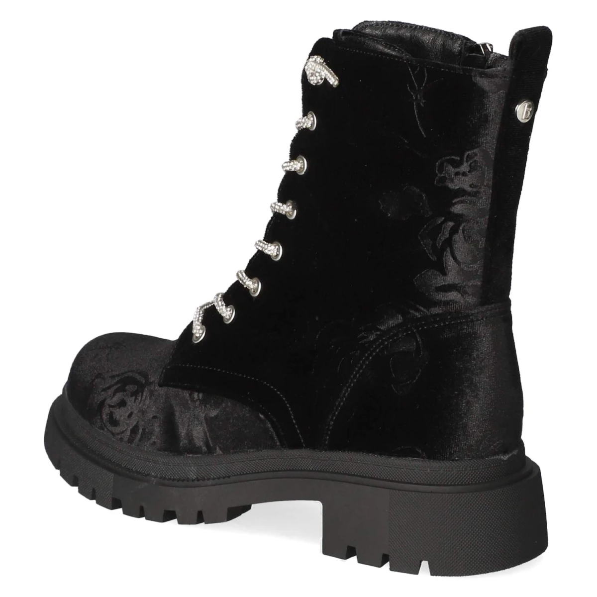 Schnürstiefeletten - black flower velvet