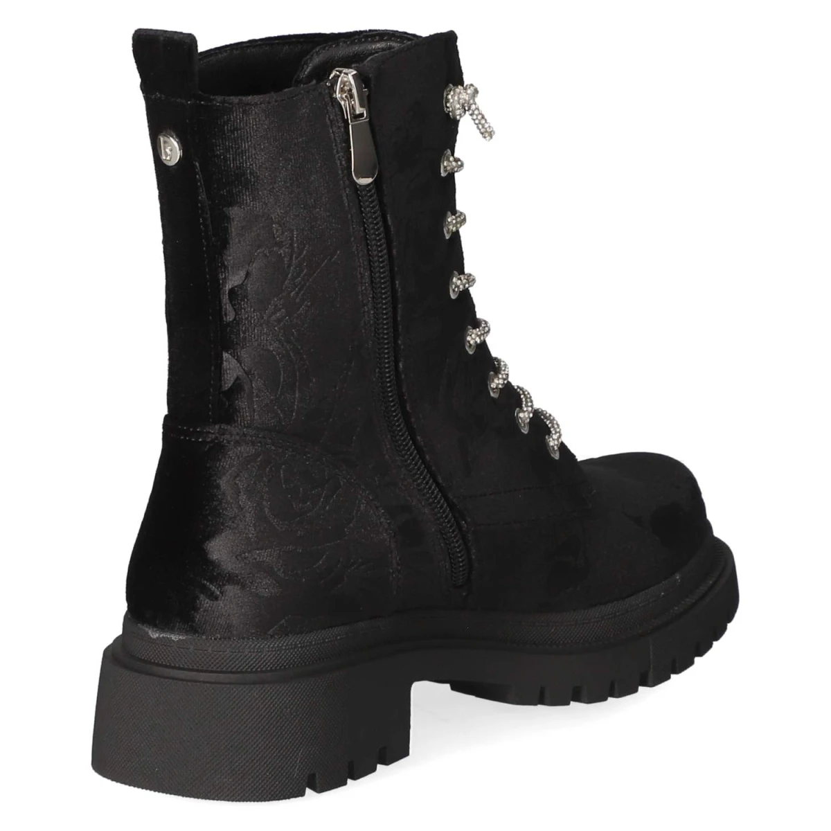 Schnürstiefeletten - black flower velvet