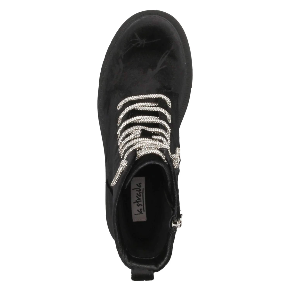 Schnürstiefeletten - black flower velvet