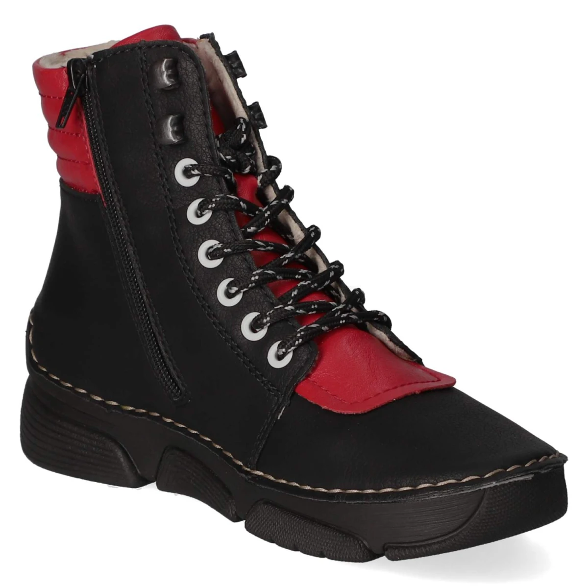 Schnürstiefeletten - schwarz kombi