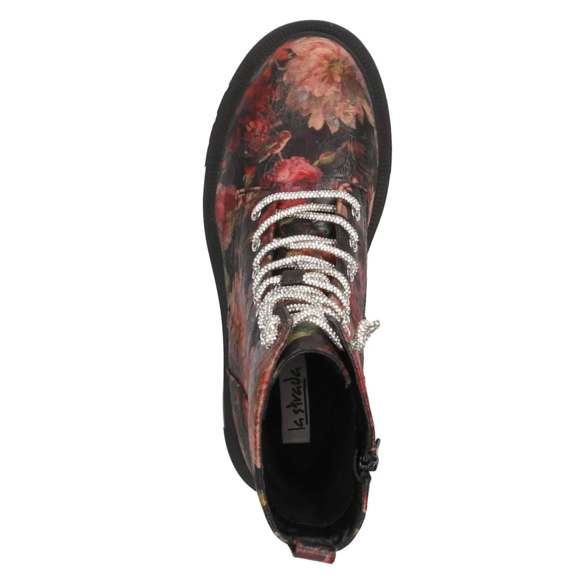 Schnürstiefeletten - Blk/Red Flower PU