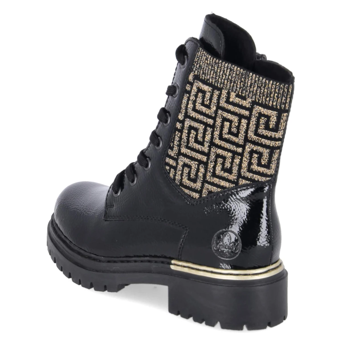 Schnürboots - schwarz kombi