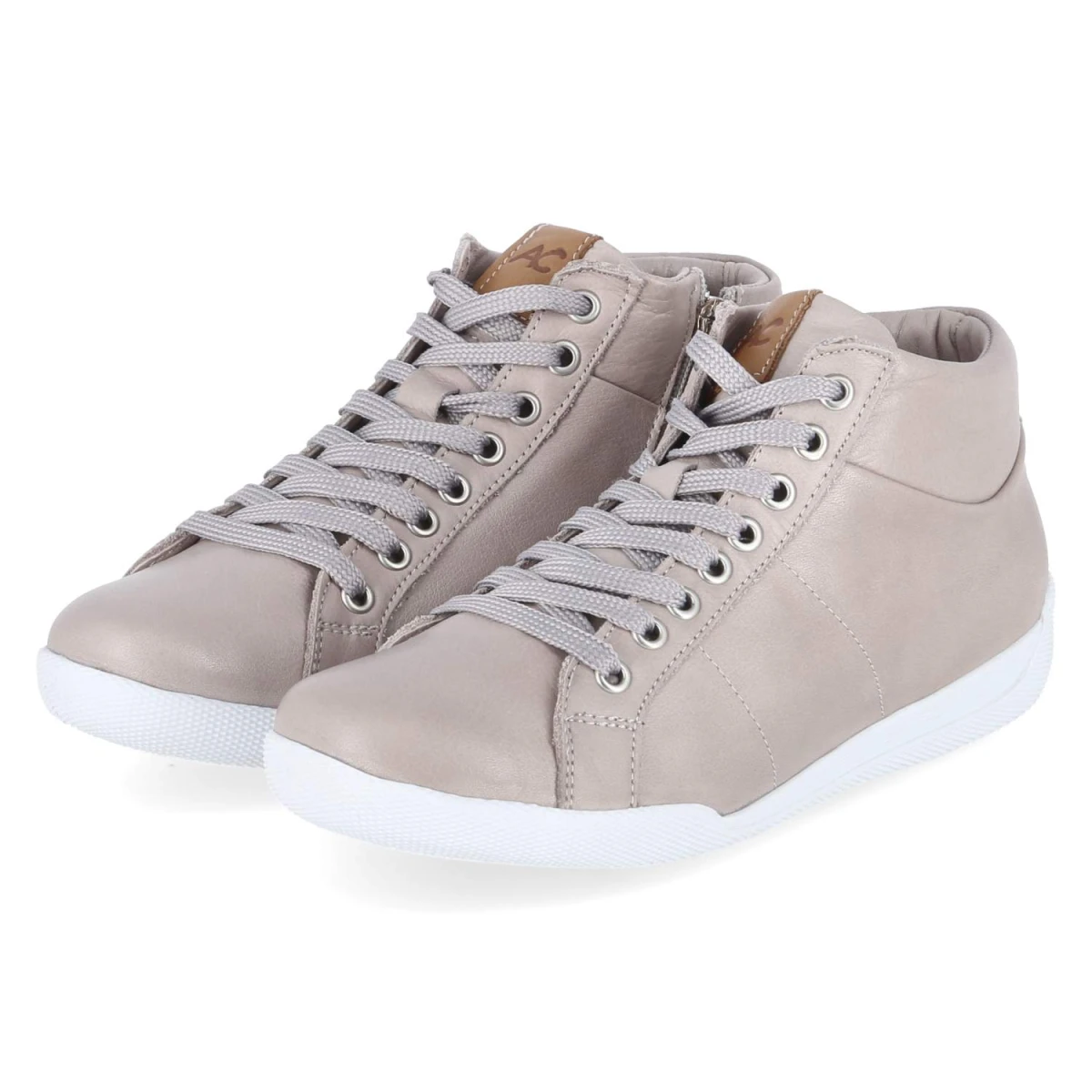 High Sneaker - silbergrau/brandy