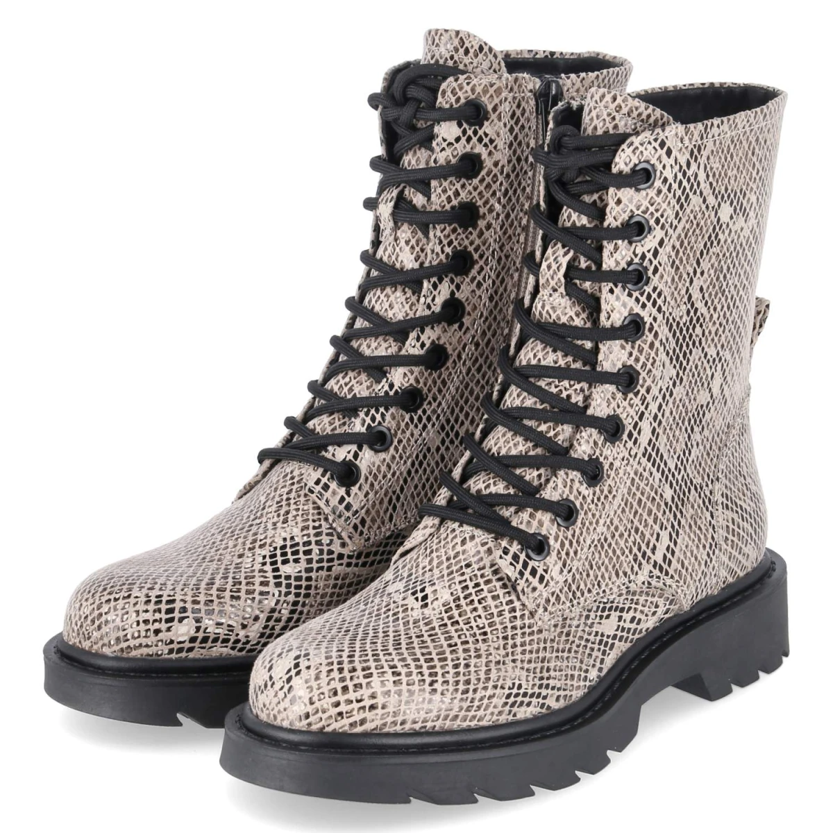 Schnürboots - BEIGE SNAKE