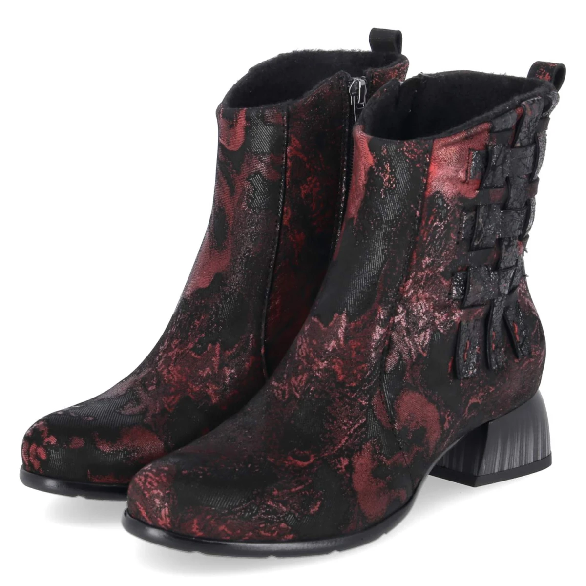 Ankle Boots - Weinrot/Schwarz
