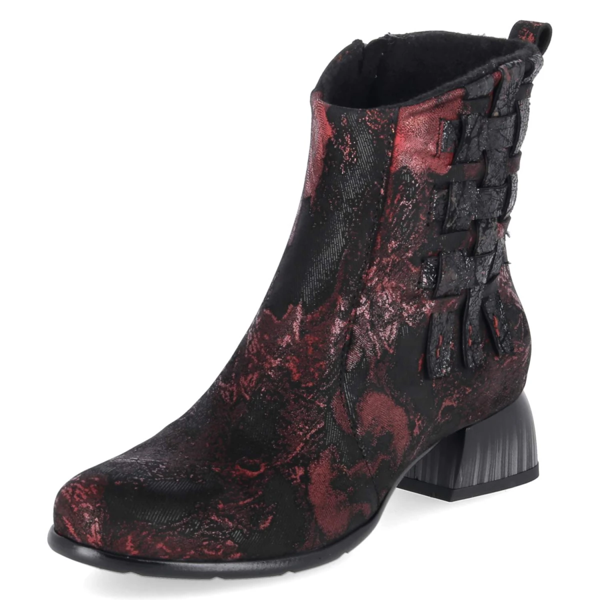 Ankle Boots - Weinrot/Schwarz