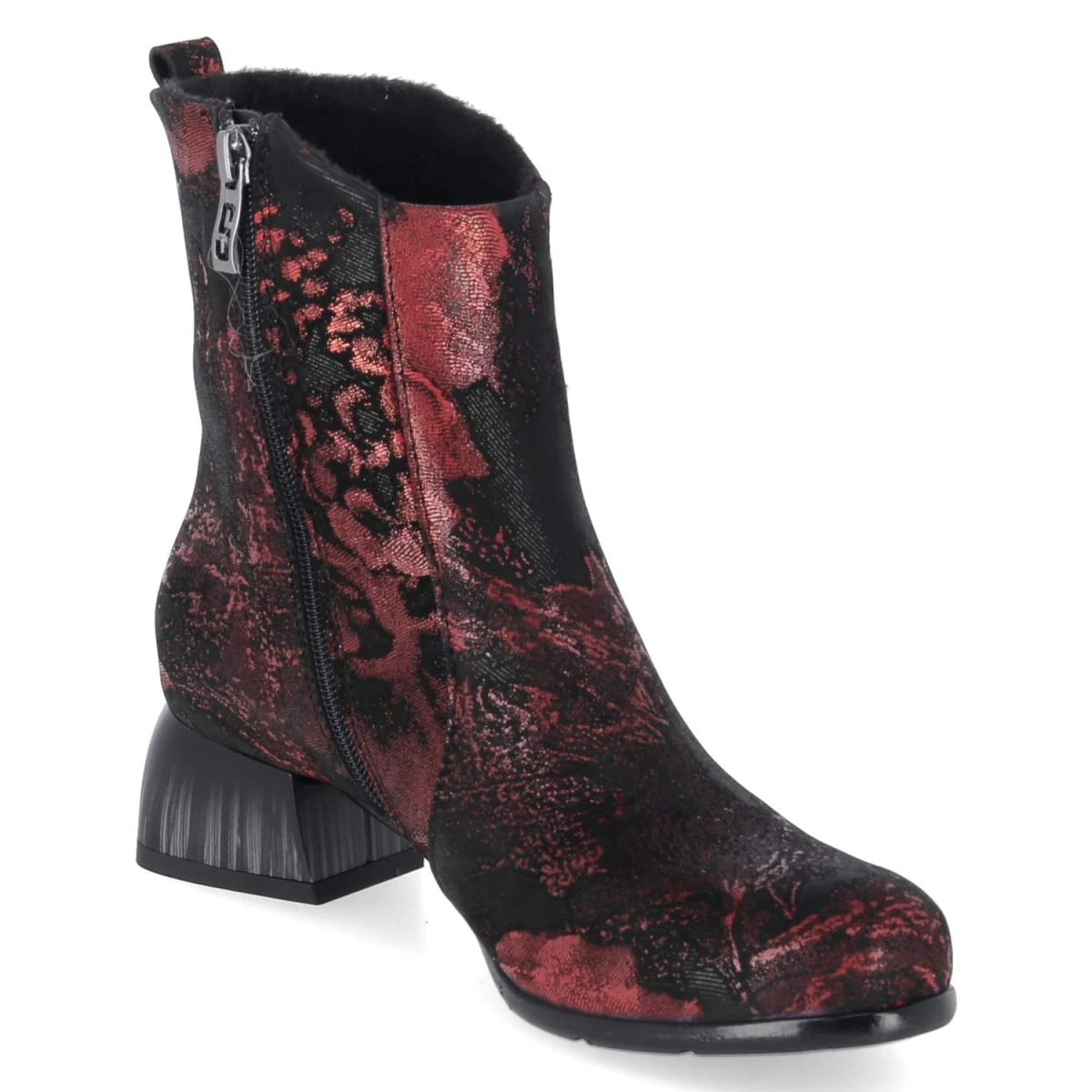 Ankle Boots - Weinrot/Schwarz
