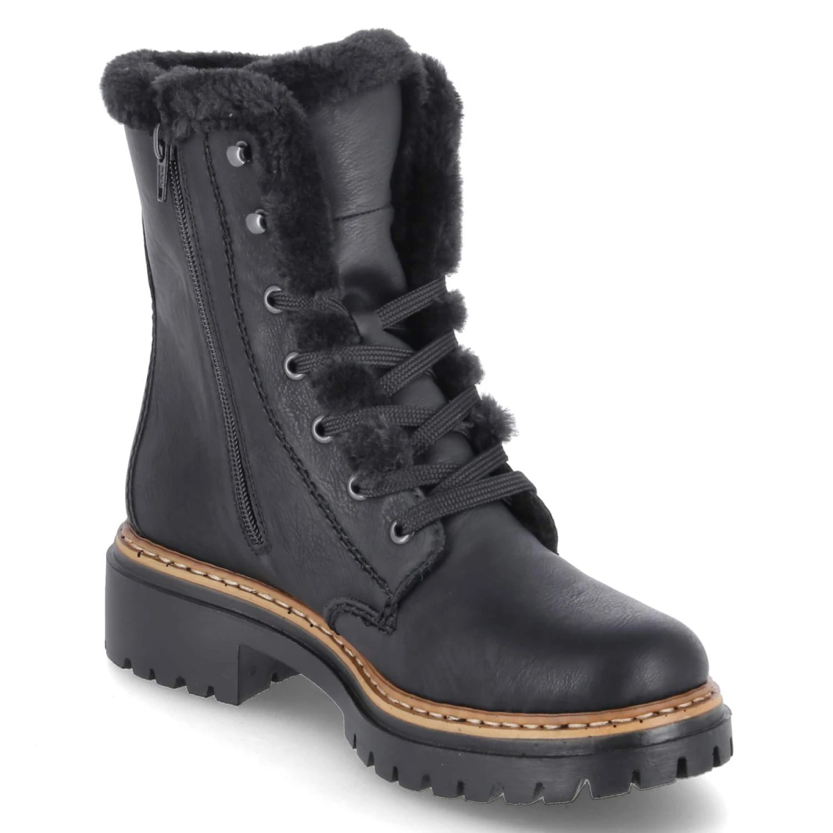 Schnürstiefeletten - schwarz