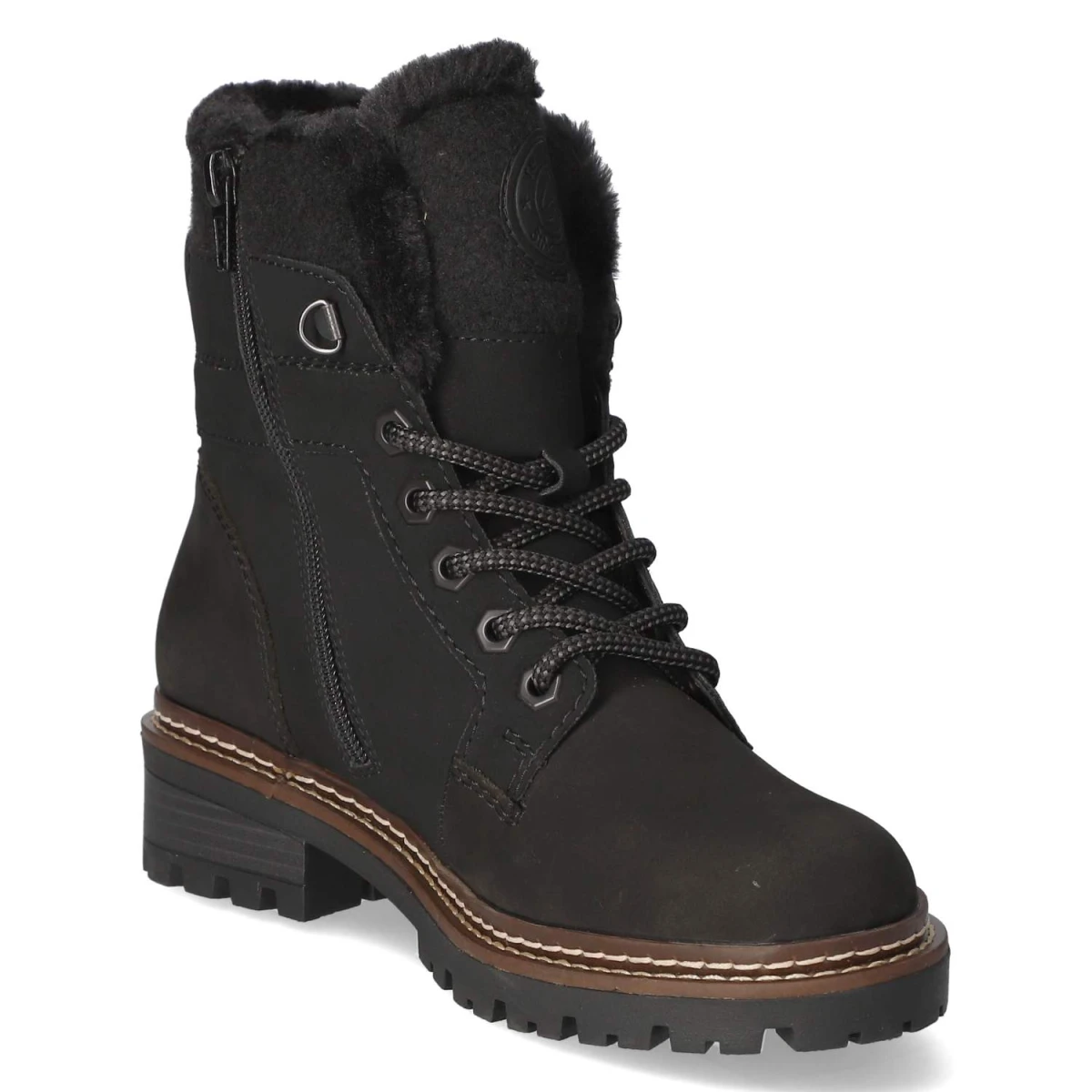 Schnürstiefeletten - schwarz