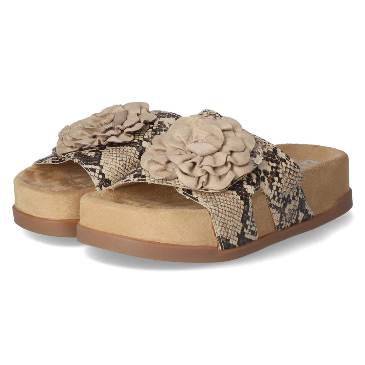 Pantoletten - beige kombi