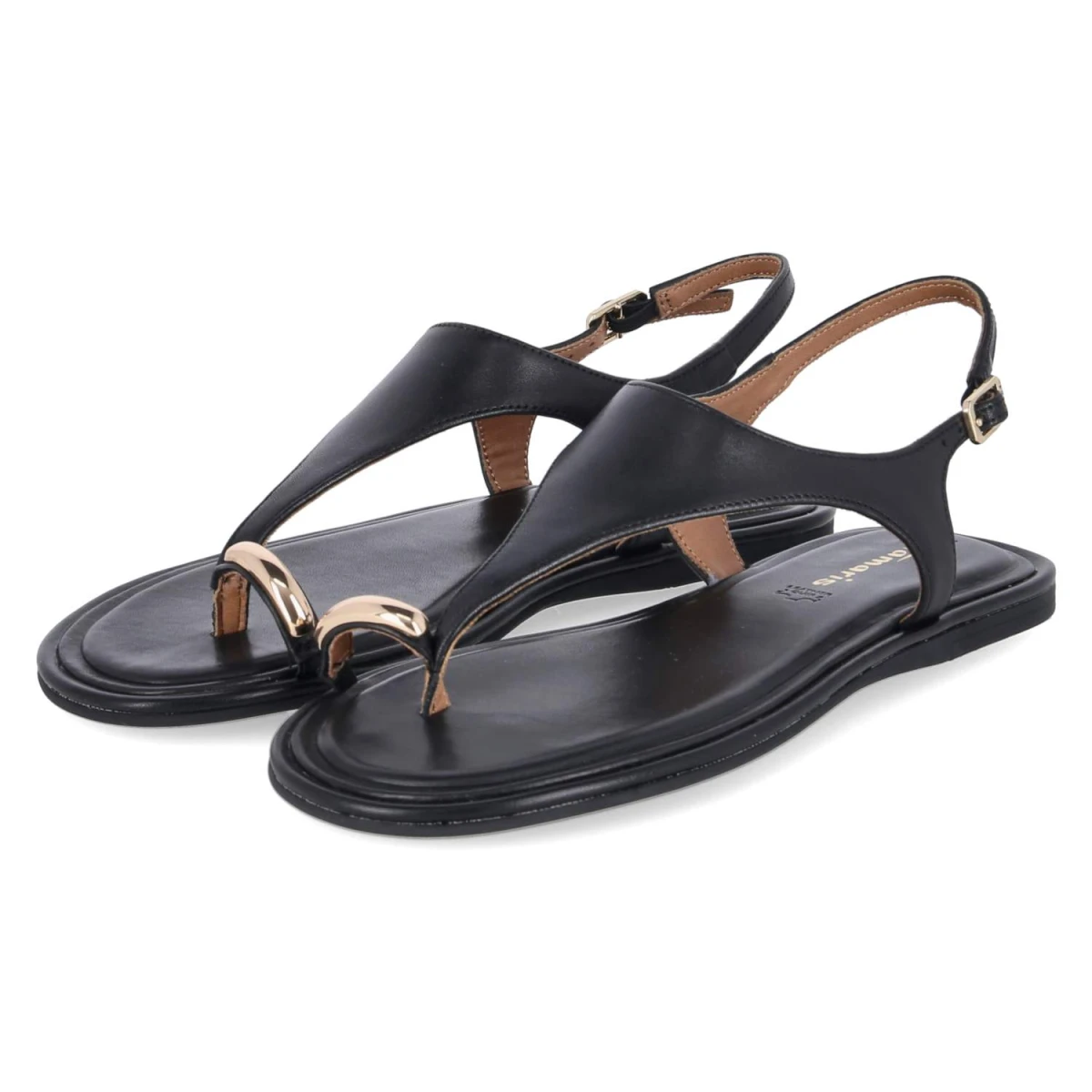 Zehentrenner-Sandalen - BLACK LEATHER