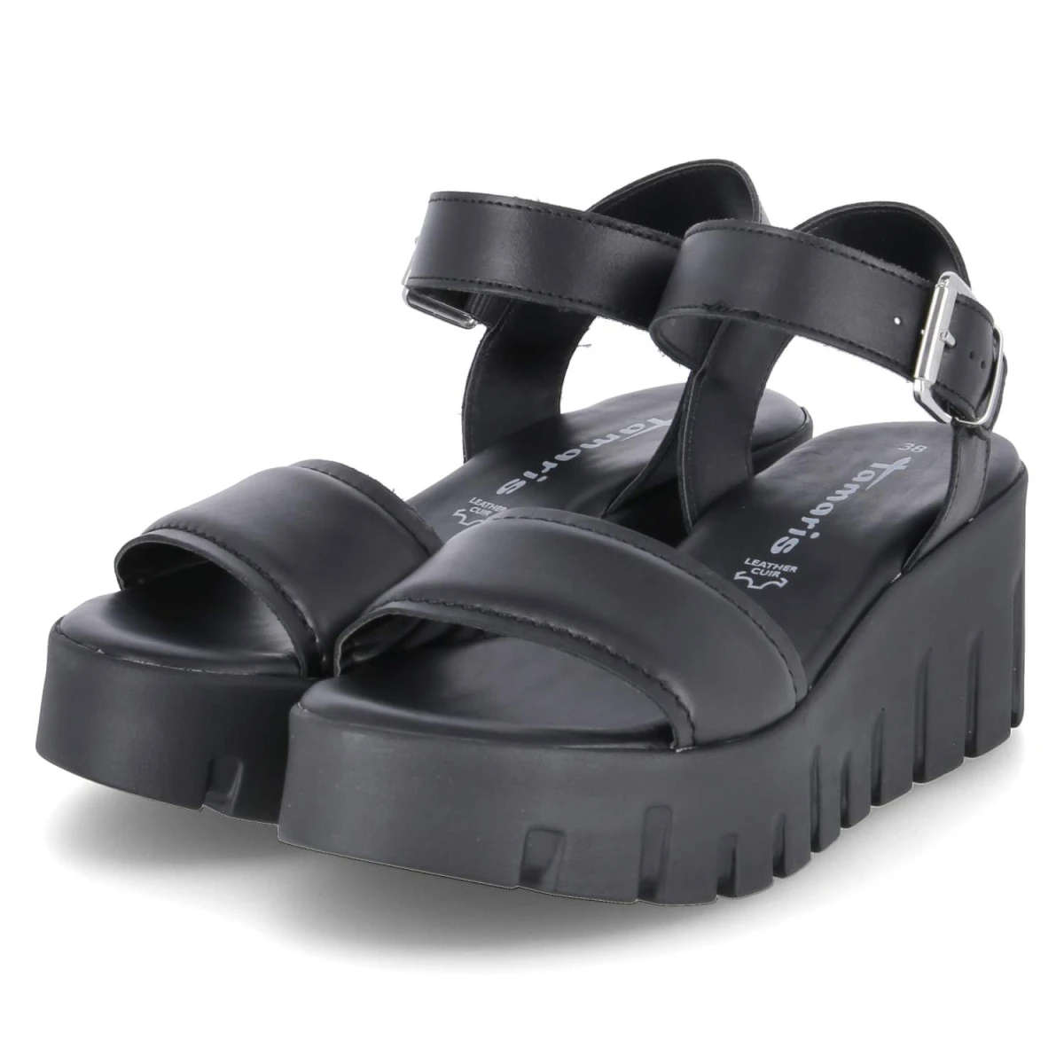 Plateausandalen - BLACK LEATHER