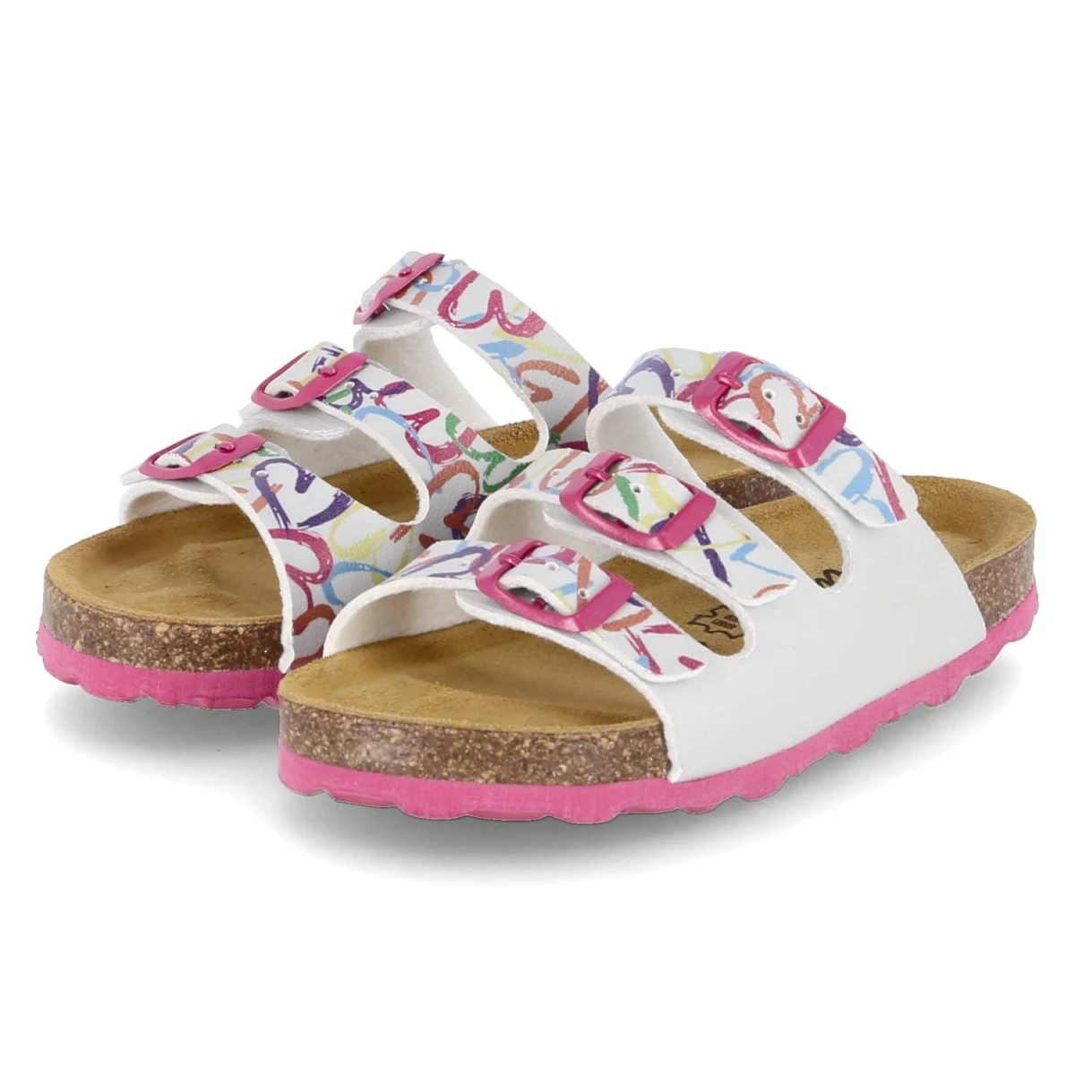 Pantoletten - weiss/pink