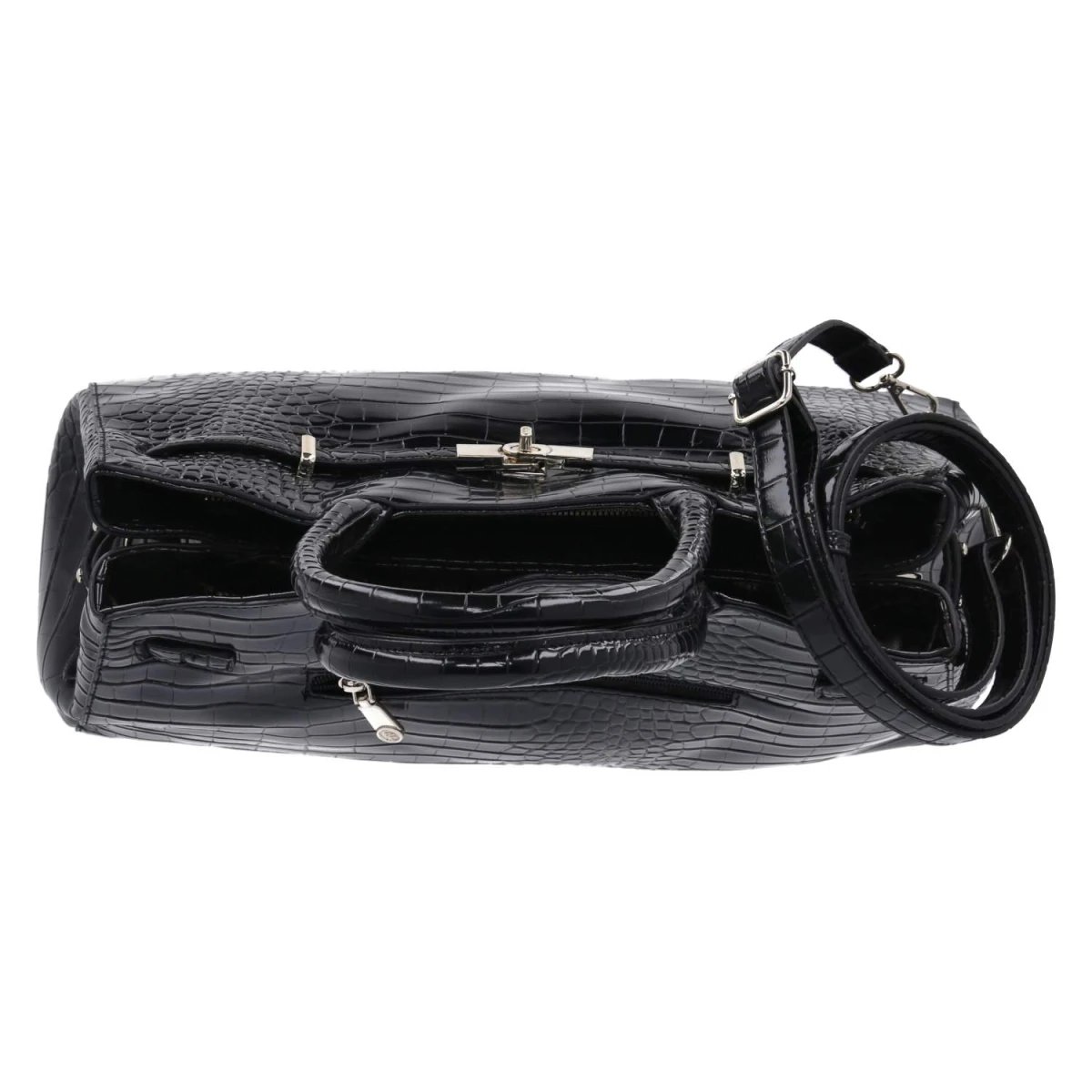 Handtasche - black-kroko