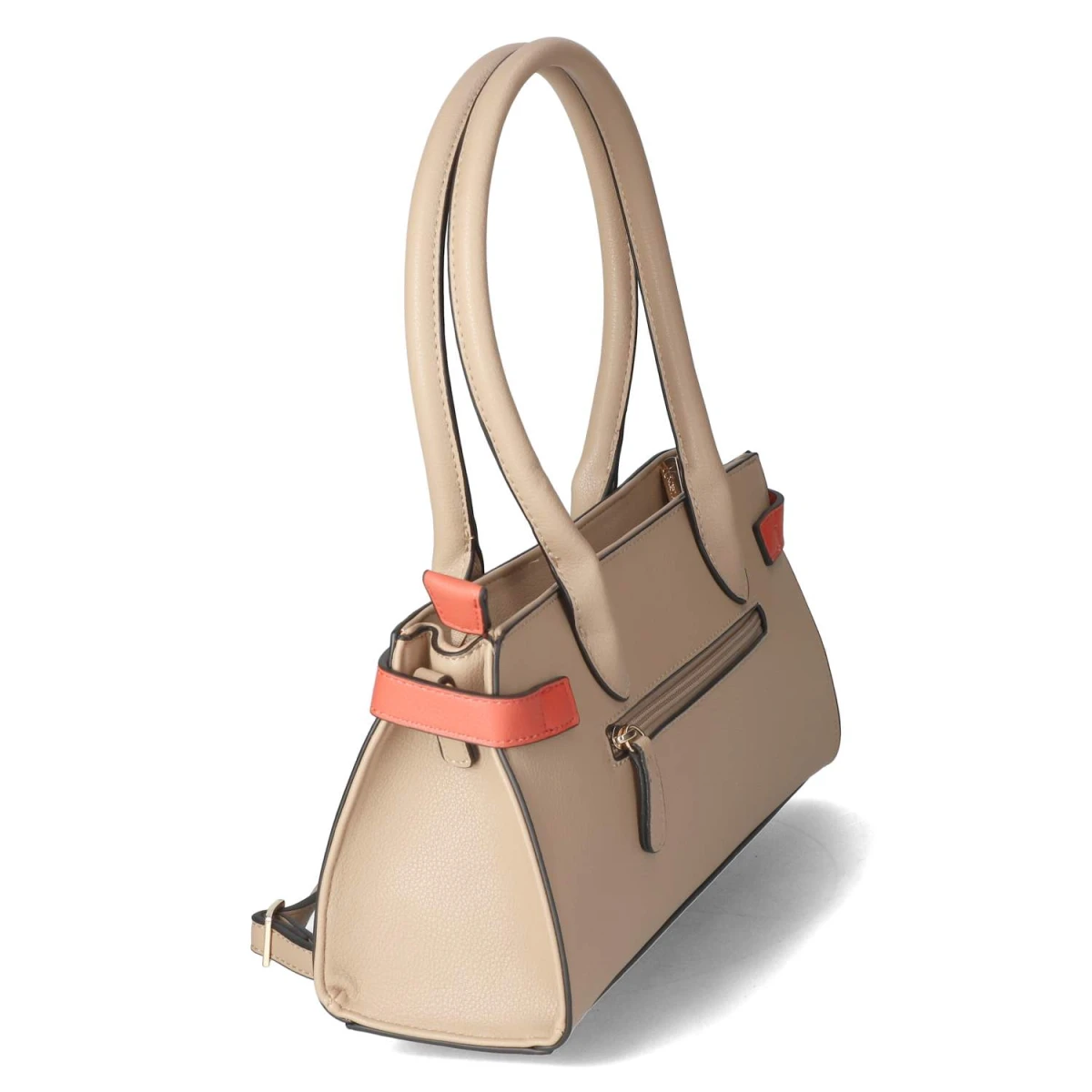 Schultertasche - taupe/coral