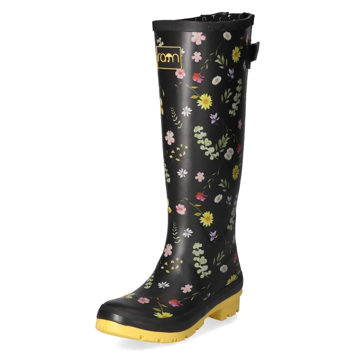 Gummistiefel FLOWERS - Black-Yellow