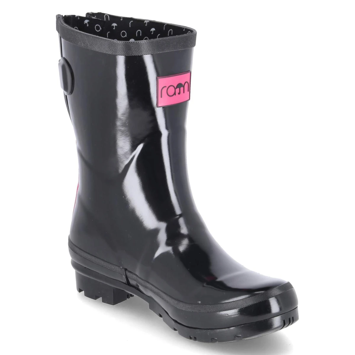 Gummistiefel GLOSSY - black-pink