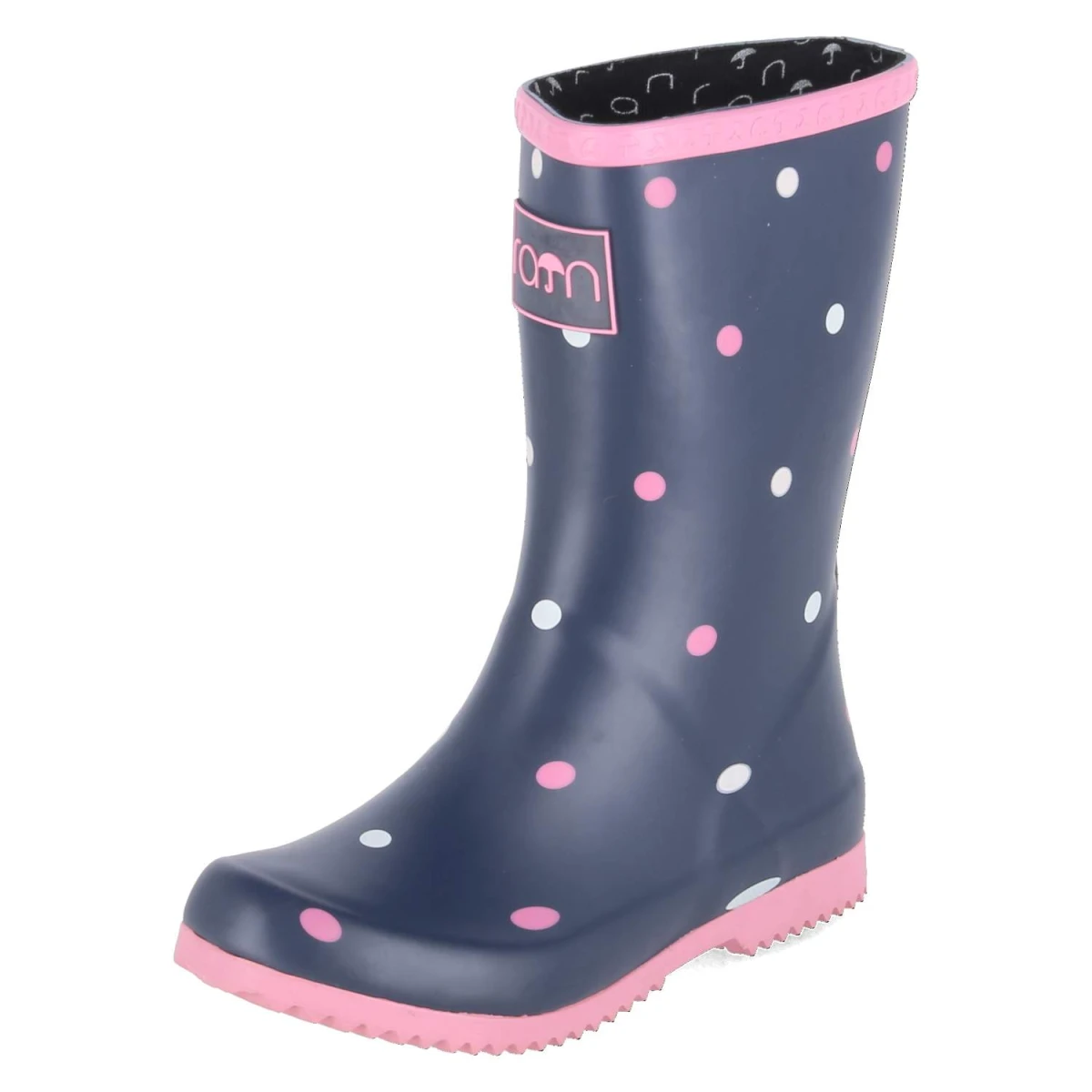 Gummistiefel DOTS - Navy white Pink